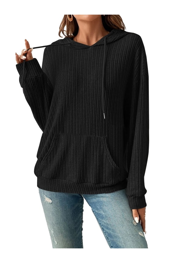 Womens Hoodies Long Sleeve Drawstring Jumpers Sweatshirt with Pockets Casual Pullover Tops S-XXL