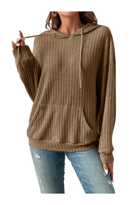 Womens Hoodies Long Sleeve Drawstring Jumpers Sweatshirt with Pockets Casual Pullover Tops S-XXL