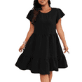 thumbnail image 1 of Musefolio Womens Plus Size A-Line Dress Casual Loose Tiered Ruffle Hem Babydoll Dress 1X-4X, 1 of 4