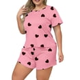 thumbnail image 1 of Musefolio Womens Plus Size Abstract Print Pajama Set Short Sleeve Top Shorts Sleepwear 1X-5X, 1 of 9