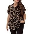 thumbnail image 1 of Cuteduck Womens Plus Size Blouses Leopard Print Button Down Loose Fit Casual Short Sleeve Top 1X-5X, 1 of 8