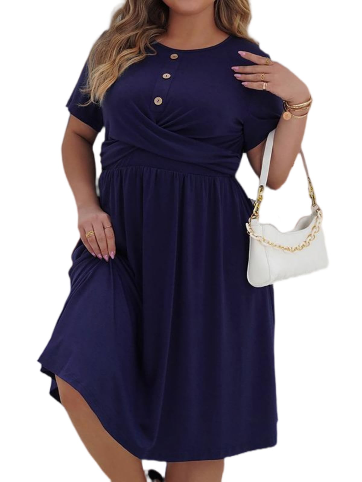 Plus Size Button Front Tie Waist Sleeveless Dress main image 1