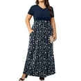 thumbnail image 1 of Cuteduck Womens Plus Size Maxi Dress Short Sleeve Floral Print Empire Waist Summer Dress with Pockets 1X-5X, 1 of 8