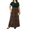 thumbnail image 1 of Cuteduck Womens Plus Size Maxi Dress Short Sleeve Floral Print Empire Waist Summer Dress with Pockets 1X-5X, 1 of 8