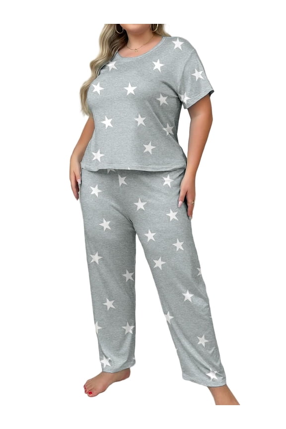 o Womens Plus Size Pajama Set with Star Print Comfy and Stylish Sleepwear 1X-5X