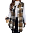 thumbnail image 1 of Cuteduck Womens Plus Size Sleeveless Plaid Vest Wool Blazer Jackets Cardigan Outerwear Fall Winter Tops 1X-4X, 1 of 9