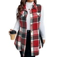 thumbnail image 1 of Cuteduck Womens Plus Size Sleeveless Plaid Vest Wool Blazer Jackets Cardigan Outerwear Fall Winter Tops 1X-4X, 1 of 6