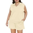 thumbnail image 1 of Cuteduck Womens Plus Size Two Piece Outfits Shorts and Short Sleeve Tops Lounge Sets Shorts Summer Tracksuit Sweatsuit Set 1X-5X, 1 of 6