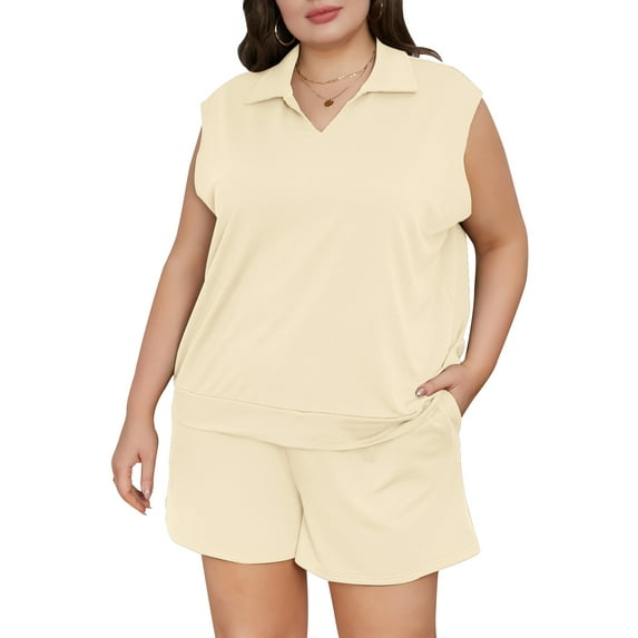 Cuteduck Womens Plus Size Two Piece Outfits Shorts and Short Sleeve Tops Lounge Sets Shorts Summer Tracksuit Sweatsuit Set 1X-5X