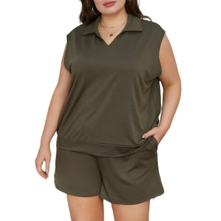 Cuteduck Womens Plus Size Two Piece Outfits Shorts and Short Sleeve Tops Lounge Sets Shorts Summer Tracksuit Sweatsuit Set 1X-5X