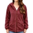 thumbnail image 1 of Cuteduck Womens Sherpa Jacket Fuzzy Fleece Zip Up Winter Hoodies Coat, S-2XL, 1 of 1