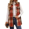 thumbnail image 1 of Cuteduck Womens Sleeveless Plaid Vest Wool Blazer Jackets Cardigan Outerwear Fall Winter Tops, 1 of 8