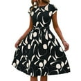 thumbnail image 1 of Musefolio Womens Summer Belted Waist Dress Geometric Print Cap Sleeve Fashion Pleated Skirt S-XL, 1 of 6