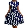thumbnail image 1 of Musefolio Womens Summer Belted Waist Dress Geometric Print Cap Sleeve Fashion Pleated Skirt S-XL, 1 of 6