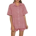 thumbnail image 1 of Musefolio Womens Gingham Button Up Pajama 2 Piece Lounge Set with Chest Pocket and Elastic Waist S-XXL, 1 of 4