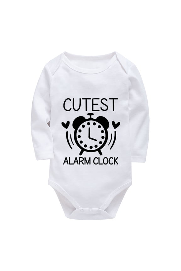 Cutest Alarm Clock Coming Home Outfit Boy Long Sleeve Baby Girl Hospital Outfit White Boys Baby Clothes 0-3 Months