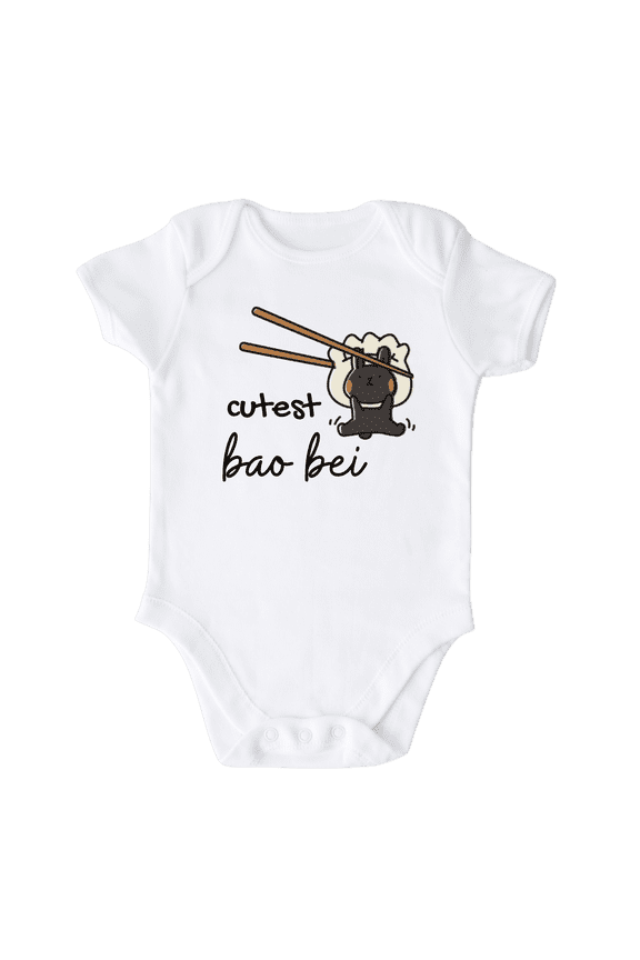 Cutest Bao Bei Bun Baby Bodysuit, Newborn Outfit, Baby Clothes, Gift for Children 0-3m White
