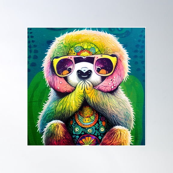 Cutest Hippie Sloth Doing Yoga Poster Wall Art, Modern Wall Decor, 16x24 UNFRAMED