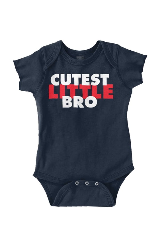 Cutest Little Bro Youngest Brother Bodysuit Jumper Boys Infant Baby Brisco Brands NB