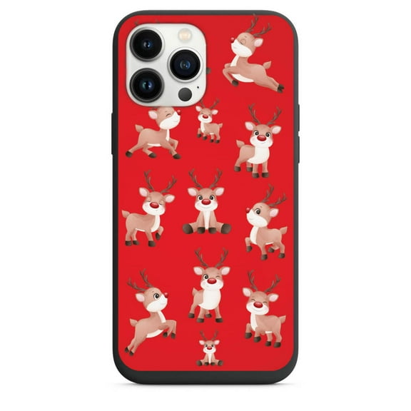 Cutest Playful Reindeer Design Phone Case for iPhone 7 8 X XS XR SE 11 12 13 14 Pro Max Mini Note s10 s10plus s20 s21 20plus