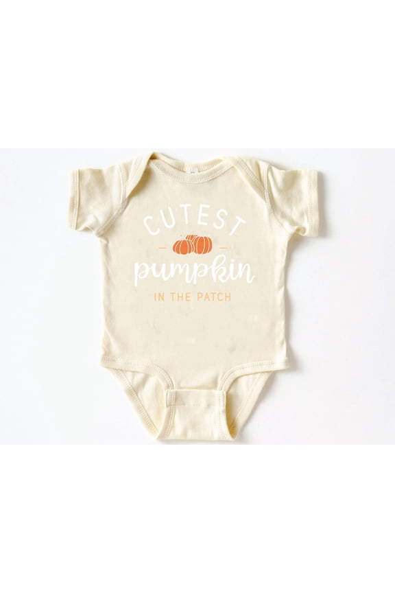 Cutest Pumpkin In The Patch Baby Bodysuit ,Funny New Born New Parent Baby Onesie®, New Mom Gift, Baby Shower Gift , Short Sleeve Tee Bella