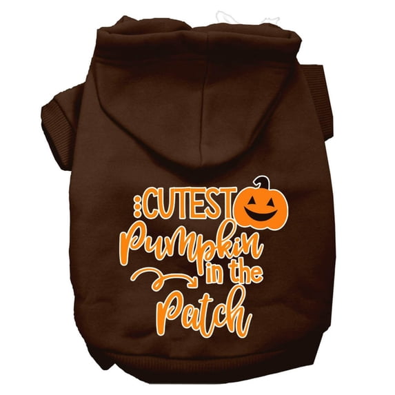 Mirage Pet Cutest Pumpkin in the Patch Screen Print Dog Hoodie Brown L