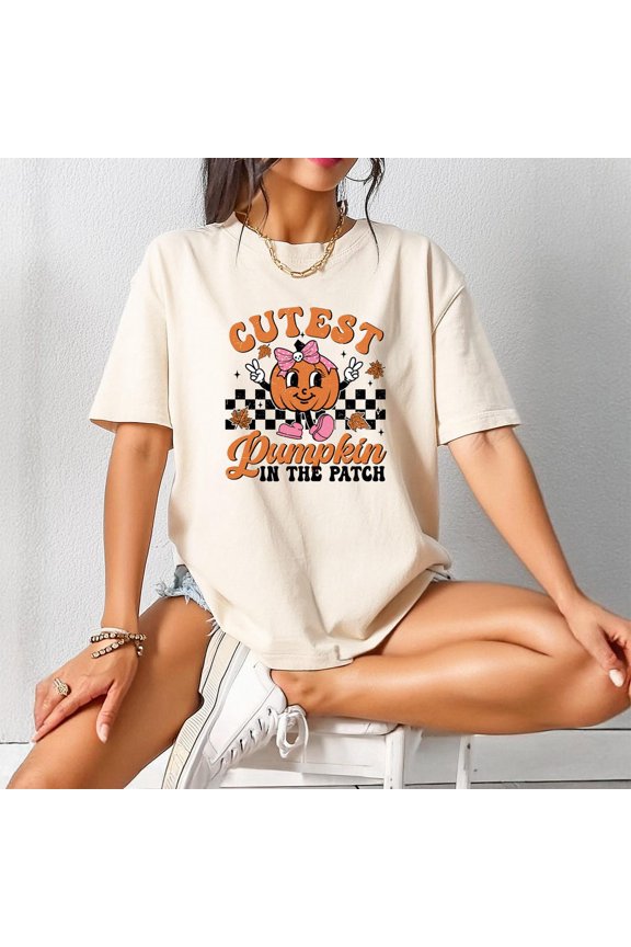 Cutest Pumpkin In The Patch Shirt, Retro Fall Pumpkin Tee, Coquette Fall Season Tshirt, Thanksgiving Pumpkin T-Shirt, Autumn Fall