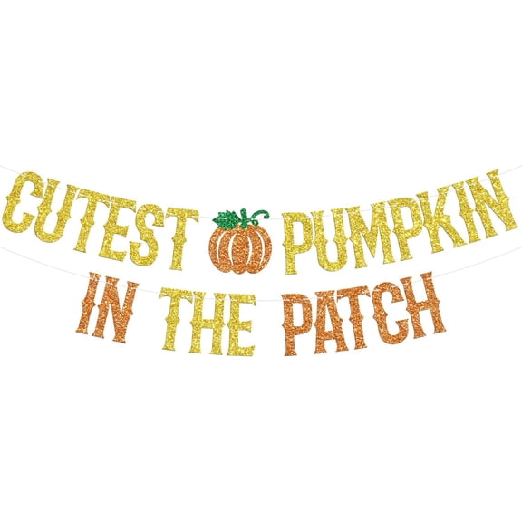 Cutest Pumpkin in the Patch Banner, Little Pumpkin Baby Shower Hanging Decor, Thanksgiving/Halloween Fall Theme Babys 1st Birthday Gender Reveal Party Decorations Supplies for Boy Girl