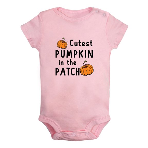 Cutest Pumpkin in The Patch Funny Rompers For Babies, Newborn Baby Unisex Bodysuits, Infant Jumpsuits, Toddler 0-12 Months Kids One-Piece Oufits (Pink, 6-12 Months)