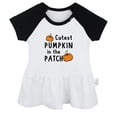 thumbnail image 1 of Cutest Pumpkin in The Patch Funny Dresses For Baby, Newborn Babies Skirts, Infant Princess Dress, 0-24M Kids Graphic Clothes (Black Raglan Dresses, 0-6 Months), 1 of 4