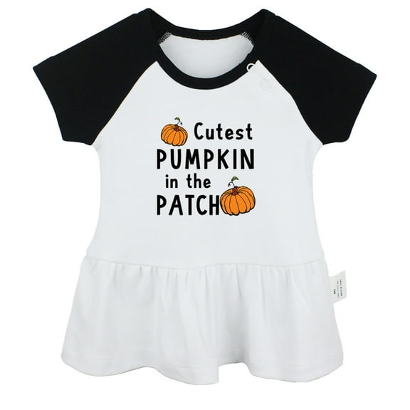 Cutest Pumpkin in The Patch Funny Dresses For Baby, Newborn Babies Skirts, Infant Princess Dress, 0-24M Kids Graphic Clothes (Black Raglan Dresses, 0-6 Months)