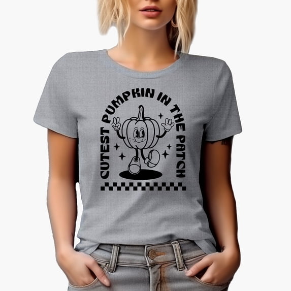 Cutest Pumpkin in the Patch, Retro Fall or Autumn Art Merch Gift, Heather Grey T-Shirt, XL