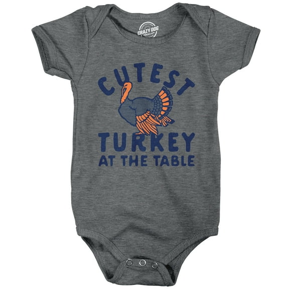 Cutest Turkey At The Table Baby Bodysuit Funny Cute Thanksgiving Dinner Jumper for Infants