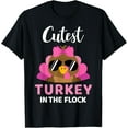 thumbnail image 1 of Cutest turkey in the flock girls kids toddler thanksgiving T-Shirt, 1 of 3
