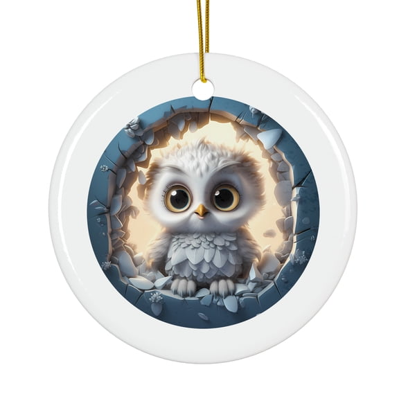 Cutesy Baby Owl Magical Season Treasure For Gifts And Surprises Hanging Round Ornament