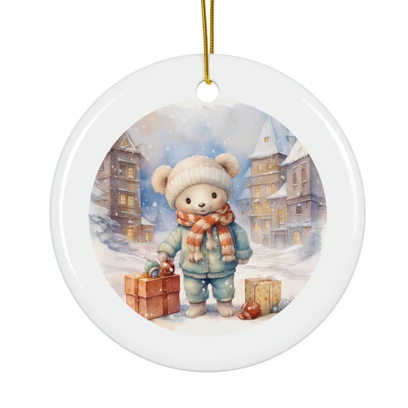 Cutesy Watercolor Christmas Magical Season Treasure For Gifts And Surprises Hanging Round Ornament
