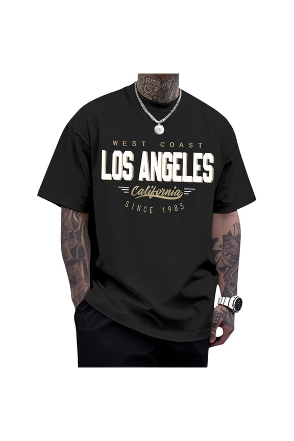 Los Angeles California Tshirt Men Vintage Casual Crewneck Oversized Summer Graphic Tees for Travel