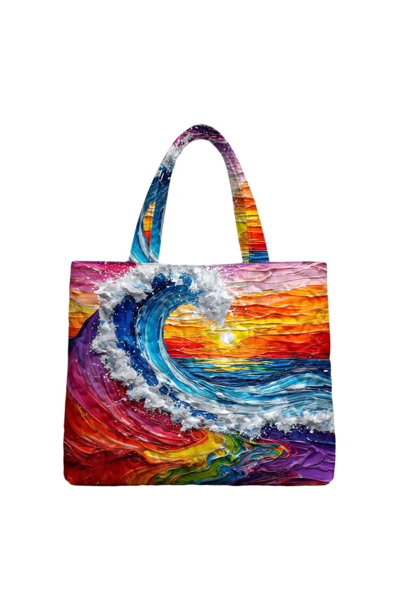 Quilted Shoulder Bags for Women Huge Wave Fashion Shoulder Bags Large Capacity Purse with Handles for Shopping Travel