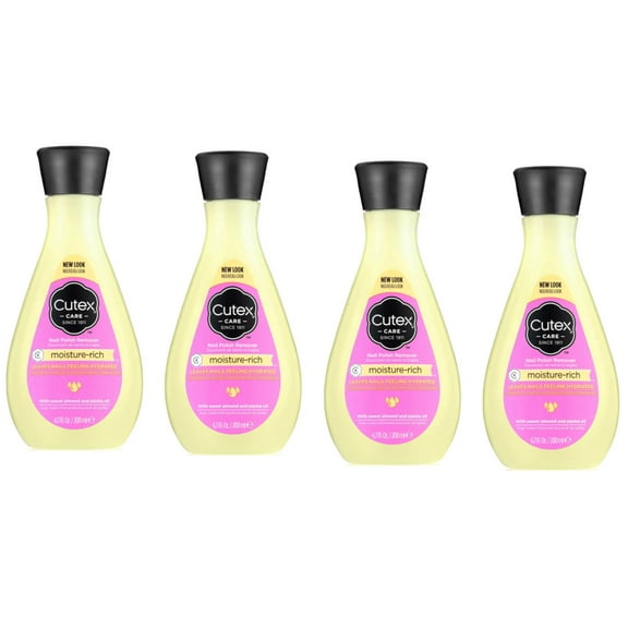 Cutex Care Moisture-Rich Nail Polish Remover with Sweet Almond & Jojoba Oil, 6.7 Fl. Oz. - Pack of 4