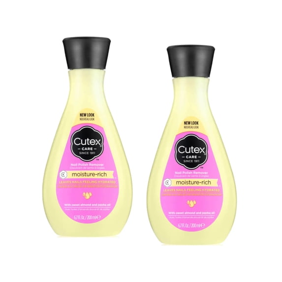 Cutex Care Moisture-Rich Nail Polish Remover with Sweet Almond & Jojoba Oil 6.7 fl oz. - Pack of 2 Acetone Removers