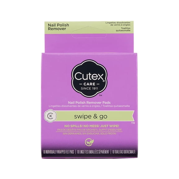 Cutex Care Swipe and Go Nail Polish Remover Pads, 10 Count