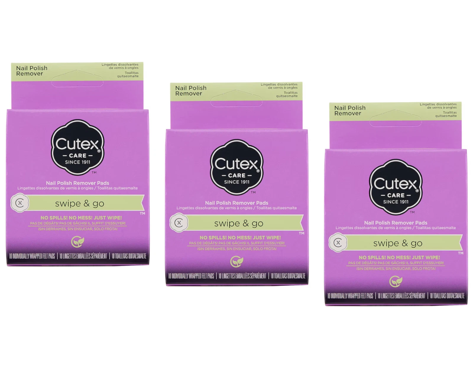 Cutex Pack Cutex Swipe & Go Nail Polish Remover Pads, 10 Count - Pack Of 3 ...