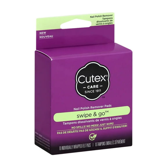 Cutex Swipe and Go Nail Polish Remover Pads, 10 Ea, 2 Pack