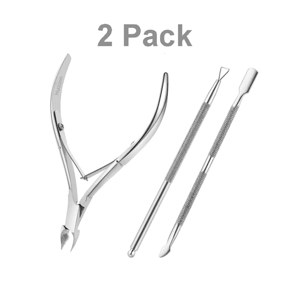 Cuticle Manicure Kit, Manicure Tools for Nail Care, Stainless Steel Nipper Pusher Remover for Home Salon Use, 2 Pack