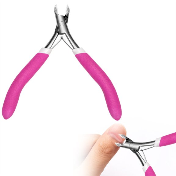Cuticle Nipper, Rose Red Short Handle - Cuticle Trimmer Nail Cuticle Nipper Clipper Stainless Manicure and Pedicure Tool with Non Slip Handle Available in A Variety of Sizes, Nail Clippers, Nail