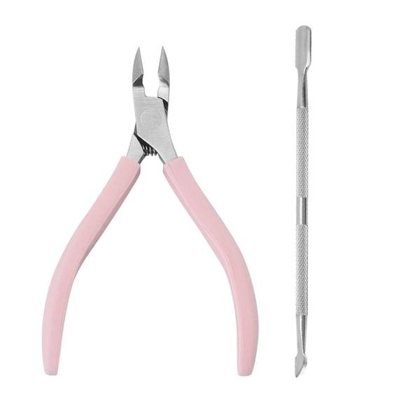Cuticle Nipper With Cuticle Pusher - Stainless Steel Cuticle Clipper Cutter Nail Cuticle Remover Tools For Fingernails And Toenails - powder