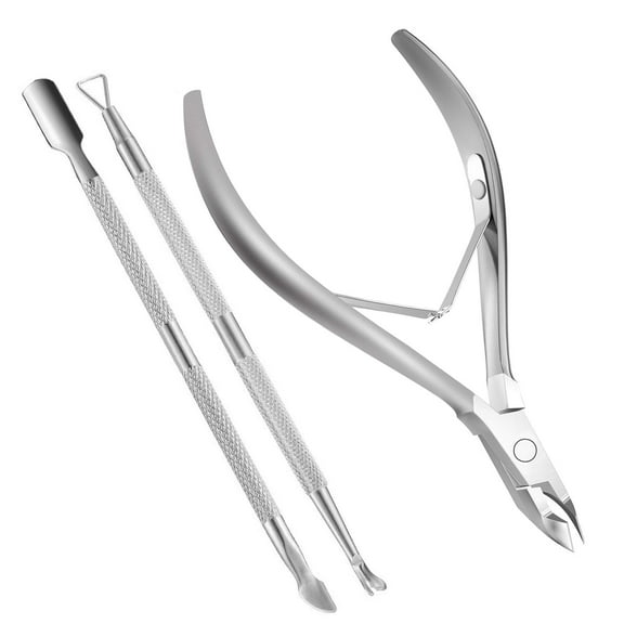 Cuticle Nippers and Cuticle Pusher Manicure Tools Set,Stainless Steel Durable Pedicure Manicure Tools Cutter Nipper Scissor Clipper for Fingernails and Toenails Dead Skin Silver