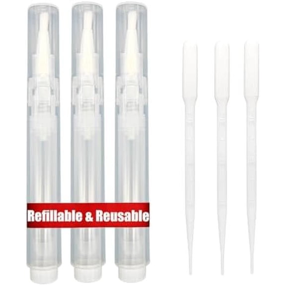 Cuticle Oil Pen, 3 Pack, Refillable (White) | 6ml Fillable Oil Pen, Empty Container Applicator