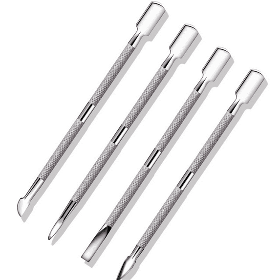 Cuticle Pusher Dual Sided - Sharp Edge Spoon Shaped Double Ended Cuticle Pusher Remover Cleaner Surgical Medical Grade Stainless Steel Manicure Pedicure Nail Art Care Tools 4 PC Set