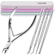 MORGLES Cuticle Trimmer with Ingrown Toenail Removal Kit, Pusher and Files, Cuticle Remover Nail Cutter Clippers for Fingernails Toenails, Professional Manicure and Pedicure Tools Kit